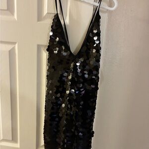 Endless Blu Black Sequin Dress with Spaghetti Straps